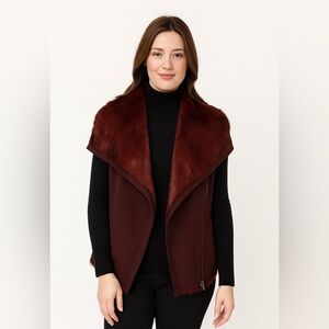 Bebe faux fur burgundy chocolate brown red vest top free people style XS S